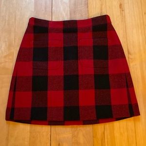 JCrew Factory Red and Black Buffalo Plaid Mini Skirt